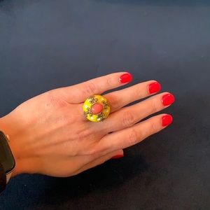 Yellow and Coral Cocktail Ring Anthropologie
